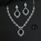 Floral Garland Rhodium Necklace Set with Ornamental Drop Pendant