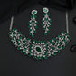Interlinked Leaf Rhodium Choker with Floral Centre Design