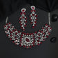 Interlinked Leaf Rhodium Choker with Floral Centre Design