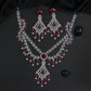 Triple Strand Rhodium Necklace Set with Ornamental Pendant