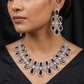Floral Vine Rhodium Necklace Set with Pear Motif Links