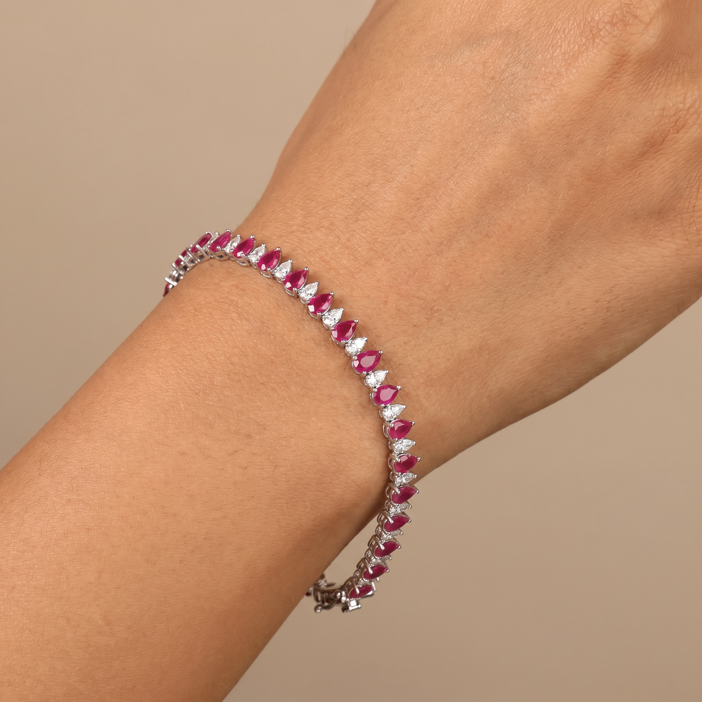 Rhodium Bracelet with Linked Leaf Elements and Graceful Silhouette