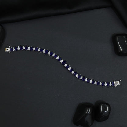 Rhodium Bracelet with Linked Leaf Elements and Graceful Silhouette
