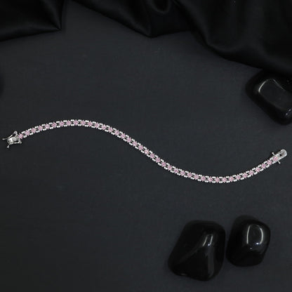 Rhodium Bracelet with Intricate Floral Clusters and Elegant Detailing