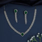 Chevron collar rhodium necklace set with pendant frame centerpiece