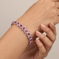 Rhodium Bracelet with Alternating Framed Links and Decorative Elements