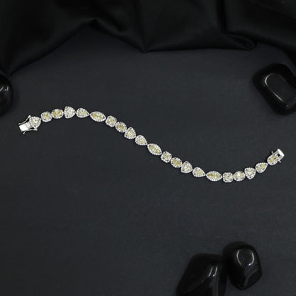 Leaf Link Rhodium Bracelet with Refined Connector Pattern