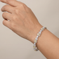 Rhodium Statement Bracelet Featuring Leaf Links and Cluster Elements
