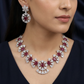 Botanical Rosette Rhodium Necklace with Scalloped Necklace Silhouette
