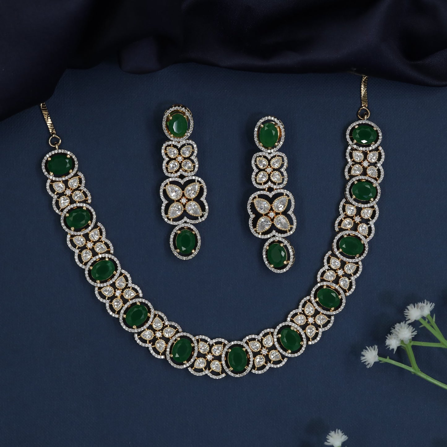 Botanical Blossom Necklace with Floral Station Detailing