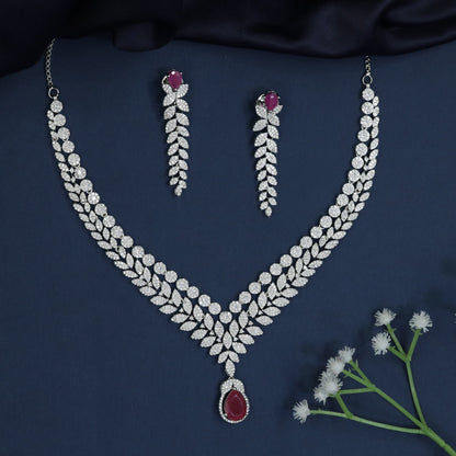 Leaf Trail Necklace with Pendant Drop Elegance