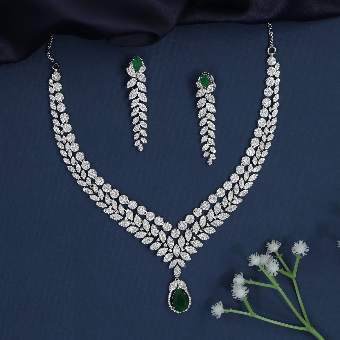 Leaf Trail Necklace with Pendant Drop Elegance