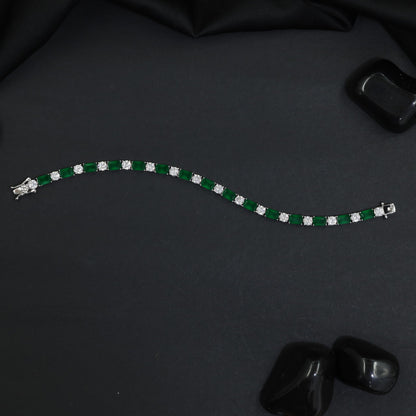 Rhodium Statement Bracelet Featuring Cushion Links and Cluster Connectors