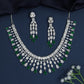 Crystal Fringe Rhodium Necklace with Scalloped Necklace Design