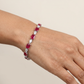 Rhodium Bracelet with Rectangular Links and Decorative Heart Connectors