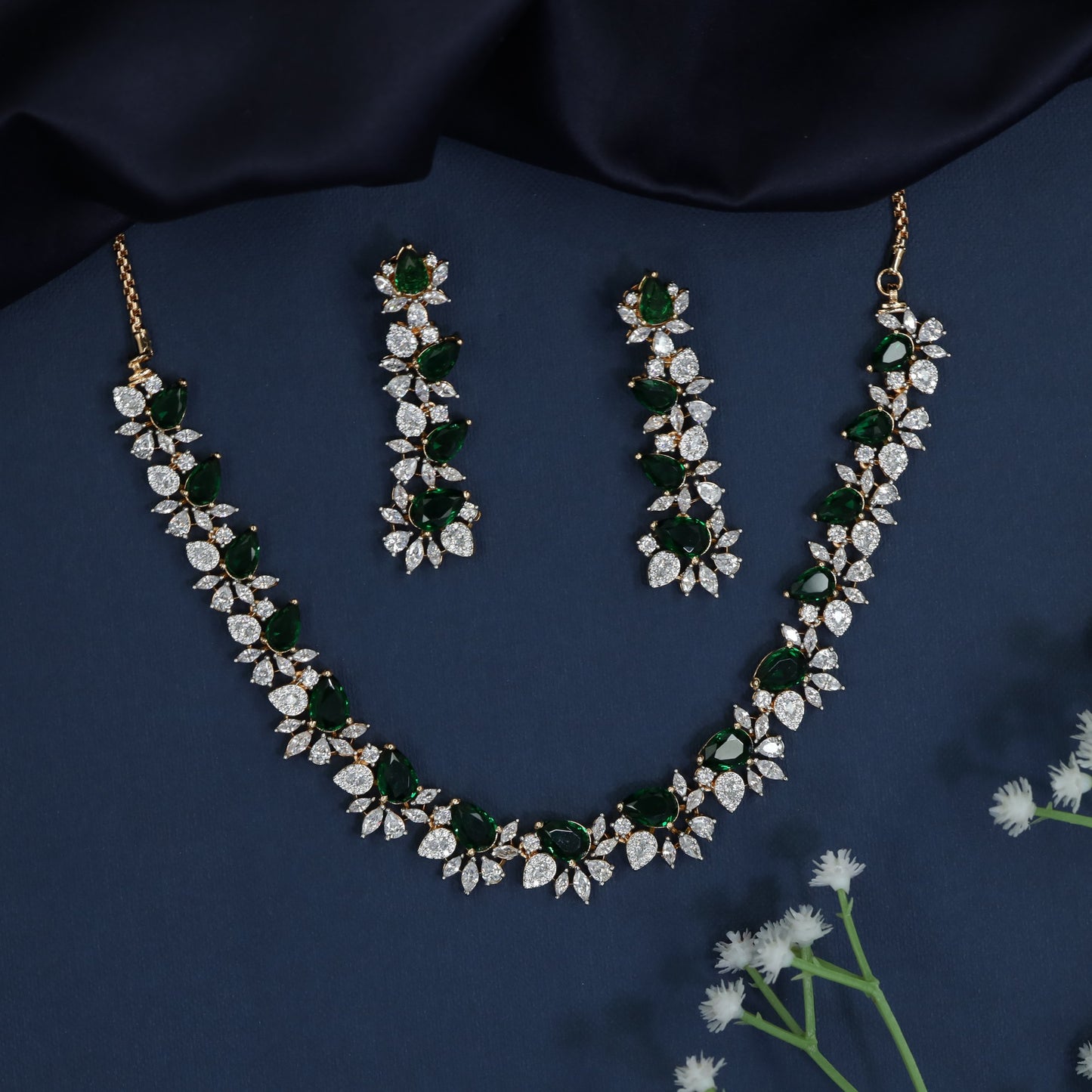 Floral Cascade Gj Necklace with Sculpted Collar Silhouette