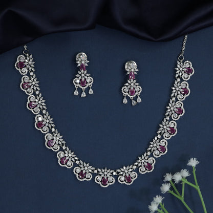 Daisy Cluster Rhodium Necklace with Statement Collar Styling