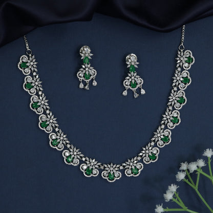 Daisy Cluster Rhodium Necklace with Statement Collar Styling