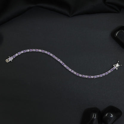 Rhodium Bracelet with Cushion Links in a Continuous Pattern