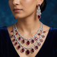 Oval Charm Rhodium Necklace with Multi Strand Elegance