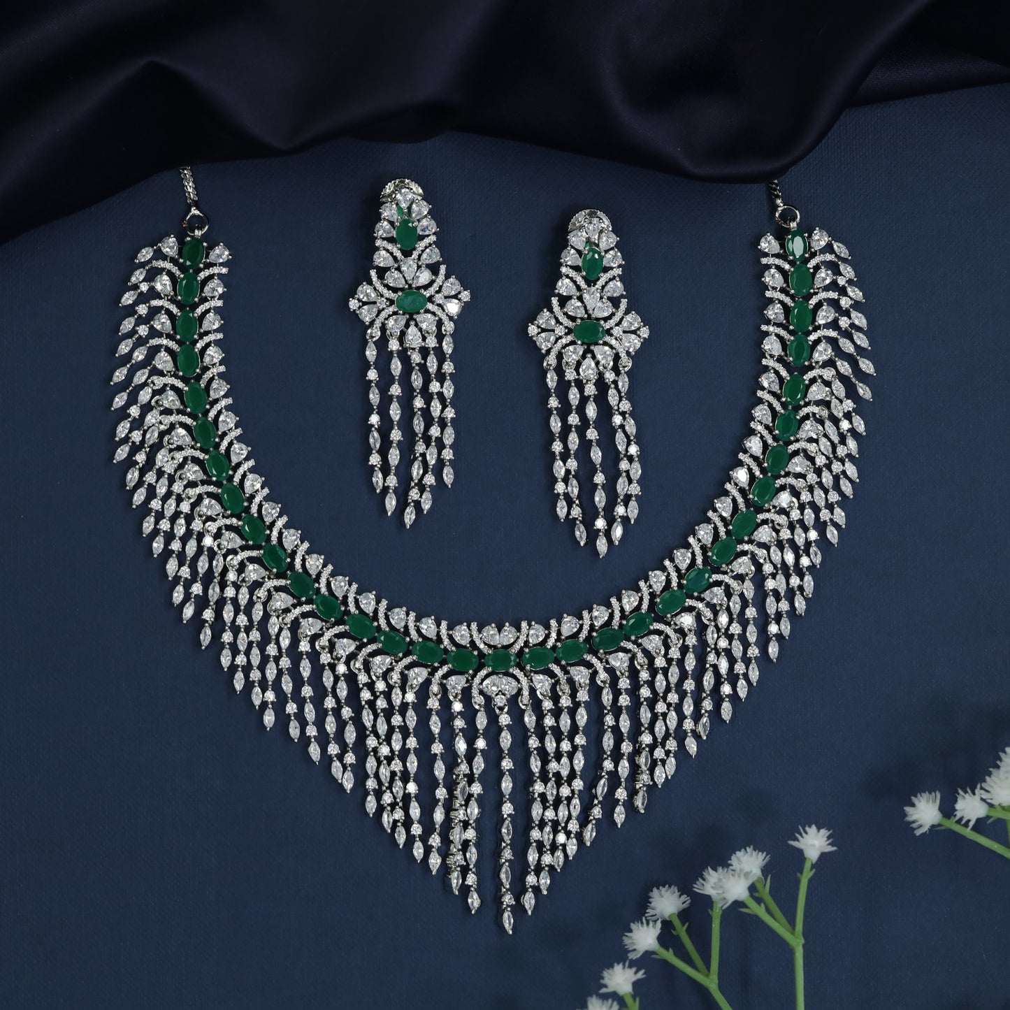 Waterfall Drape Necklace with Sculpted Fringe Arrangement