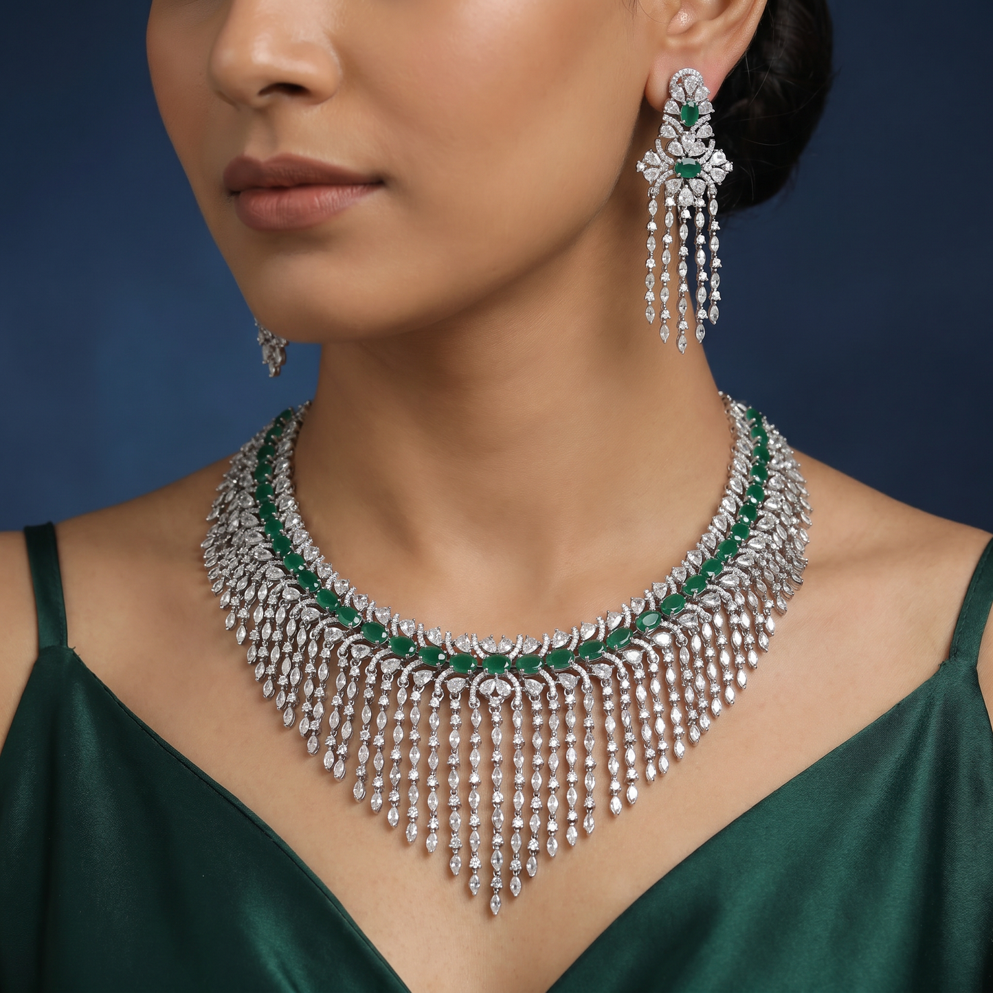 Waterfall Drape Necklace with Sculpted Fringe Arrangement