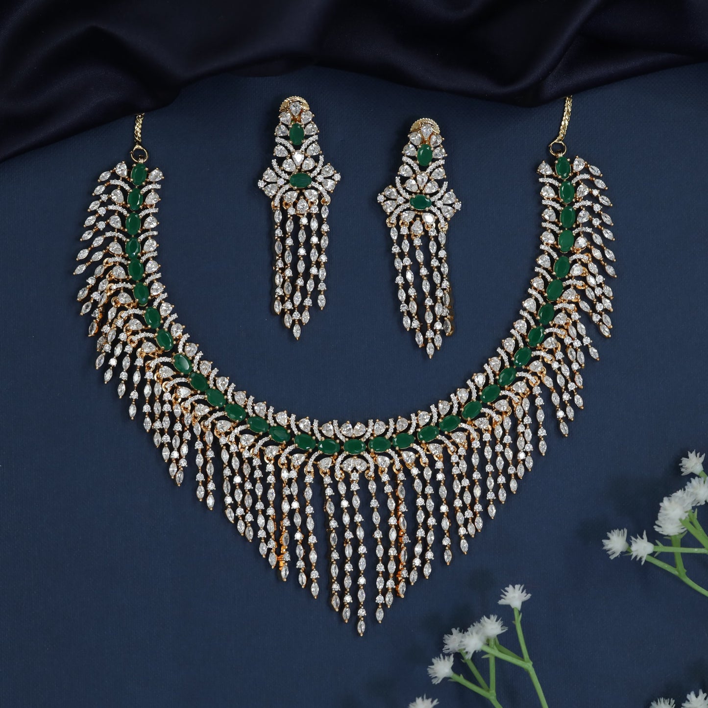Waterfall Drape Necklace with Sculpted Fringe Arrangement