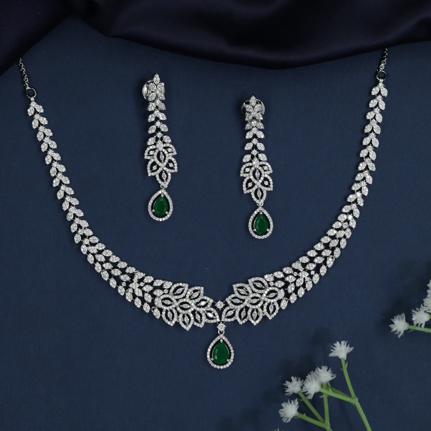 Heritage rhodium necklace showcasing couture gemstone artistry