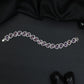 Leaf Link Rhodium Bracelet with Framed Border Detailing
