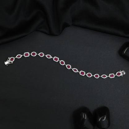 Refined rhodium bracelet with radiant bordered panels