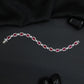 Contemporary rhodium bracelet featuring geometric link artistry