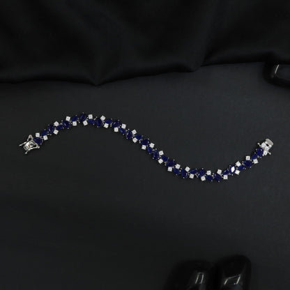 Luxe rhodium bracelet with alternating wave link artistry