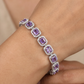 Elegant Rhodium Bracelet with Structured Cushion Link Arrangement