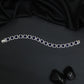 Elegant Rhodium Bracelet with Structured Cushion Link Arrangement