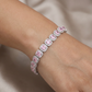 Contemporary Rhodium Bracelet with Rounded Square Link Design