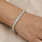 Rhodium Bracelet with Linear Geometric Arrangement and Decorative Connectors