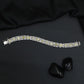 Rhodium Bracelet with Mixed Shape Links and Framed Borders