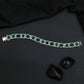 Rhodium Bracelet with Mixed Shape Links and Framed Borders
