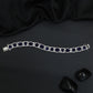 Rhodium Bracelet with Mixed Shape Links and Framed Borders