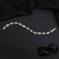 Geometric Link Rhodium Bracelet with Alternating Navette Design