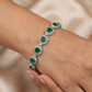 Rhodium Statement Bracelet Featuring Cushion Design and Linked Details