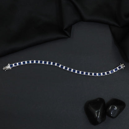Square Link Rhodium Bracelet with Framed Detailing