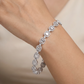 Rhodium Bracelet with Double Halo Square Link Design