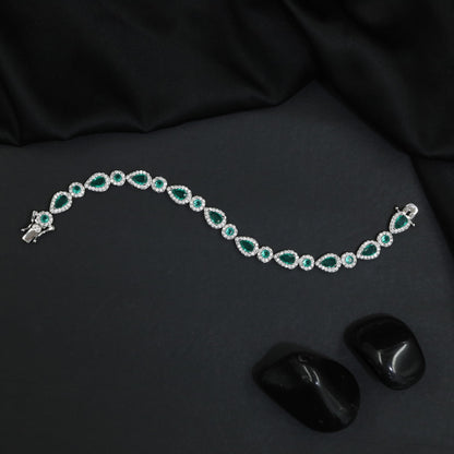 Alternating Teardrop Link Rhodium Bracelet with Refined Detailing