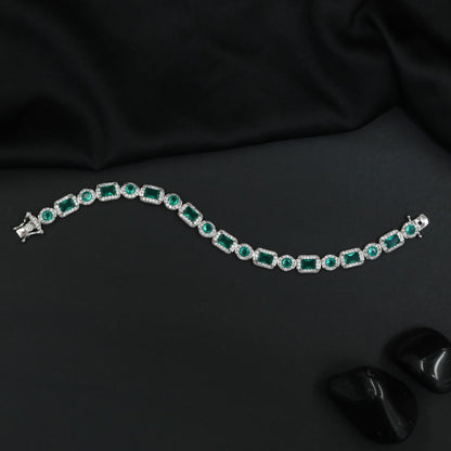 Rhodium Party Wear Bracelet with Alternating Rectangular Link Composition