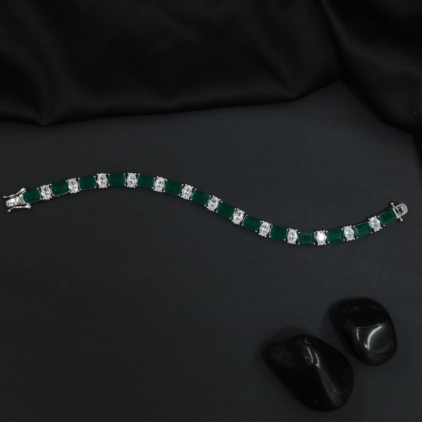 Rhodium Bracelet with Brilliant Geometric Crystal Design