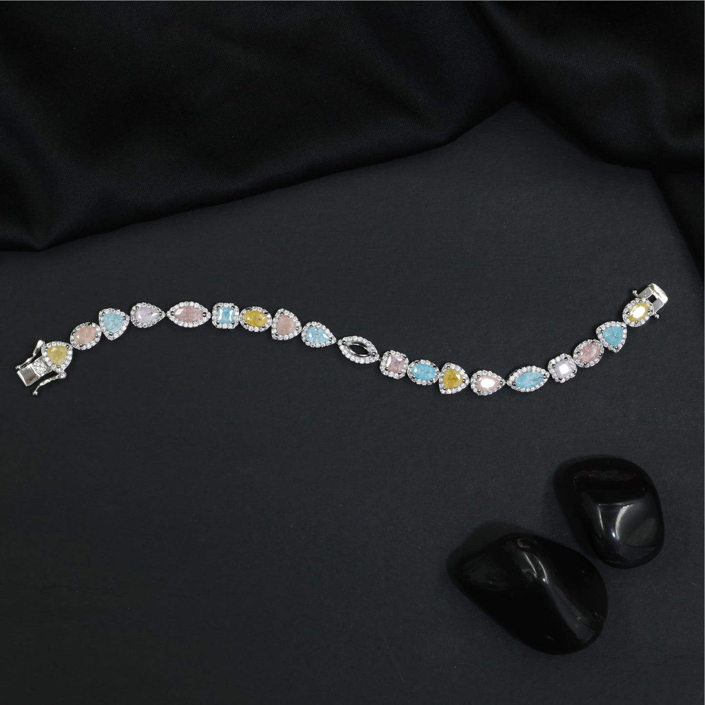 Multicolor Crystal Link Bracelet with Elegant Styling