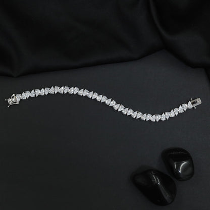 Statement Rhodium Bracelet with Marquise Crystal Arrangement