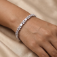 Rhodium Bracelet with Alternating Crystal Link Pattern