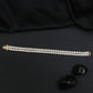 Sophisticated Rhodium & Gold Polish Bracelet with Twin Crystal Rows